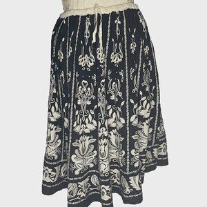 Vintage Handmade 27" waist Rockabilly Midi Peasant Western Skirt Navy White